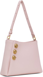Balmain Pink Emblème Grained Calfskin Shoulder Bag