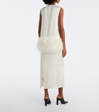 Loulou de Saison Sonia feather-trimmed midi dress