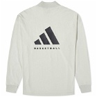 Adidas Basketball Long Sleeve Back Logo T-Shirt in Talc
