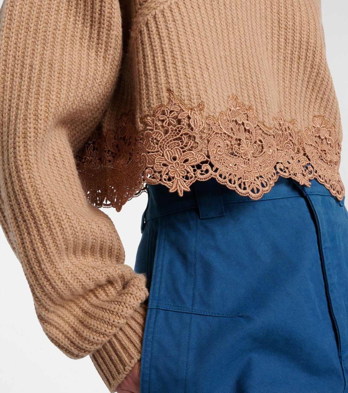 Chloé Lace-trimmed wool and cashmere sweater