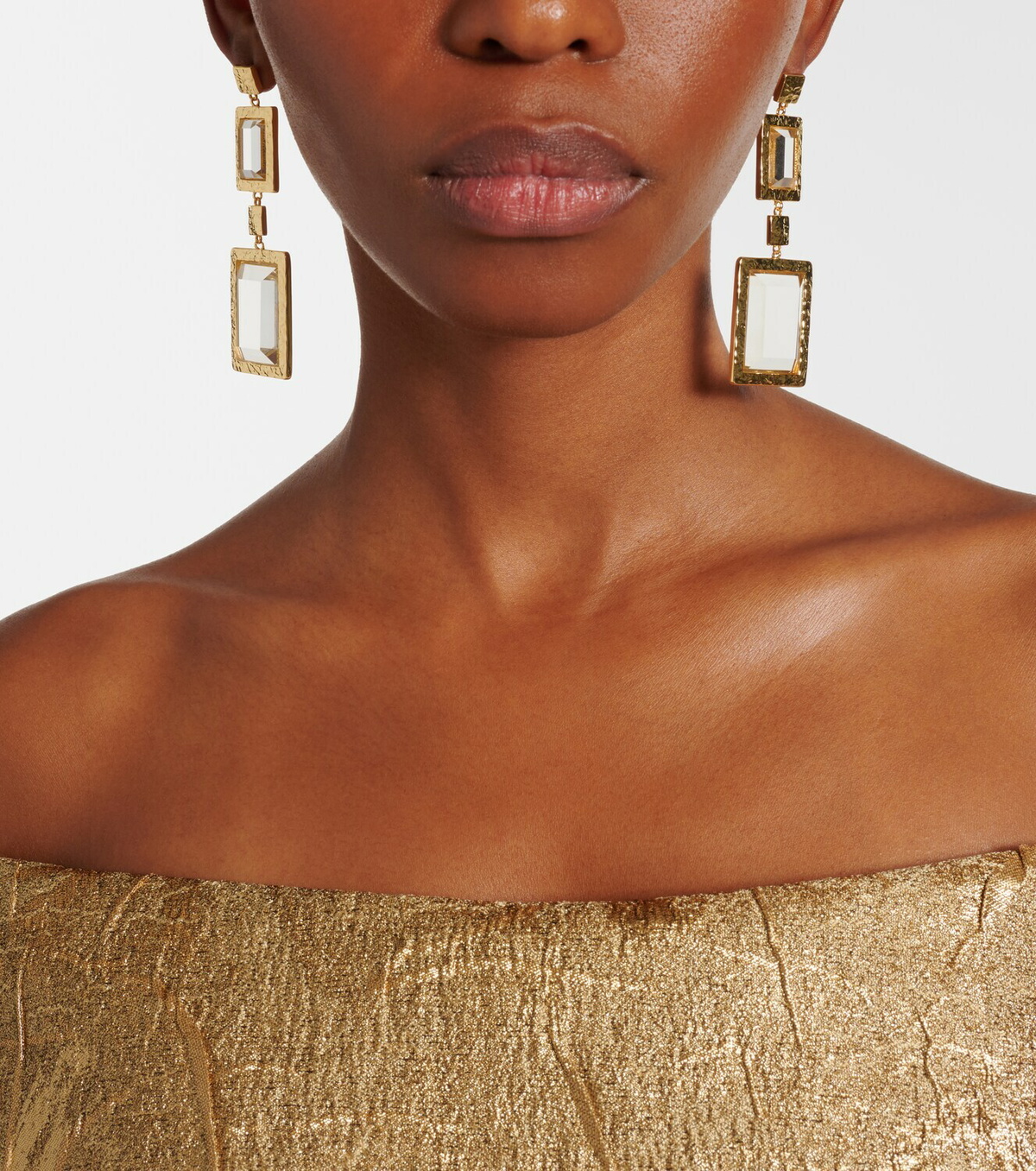 Rebecca Vallance Embellished gold-plated drop earrings