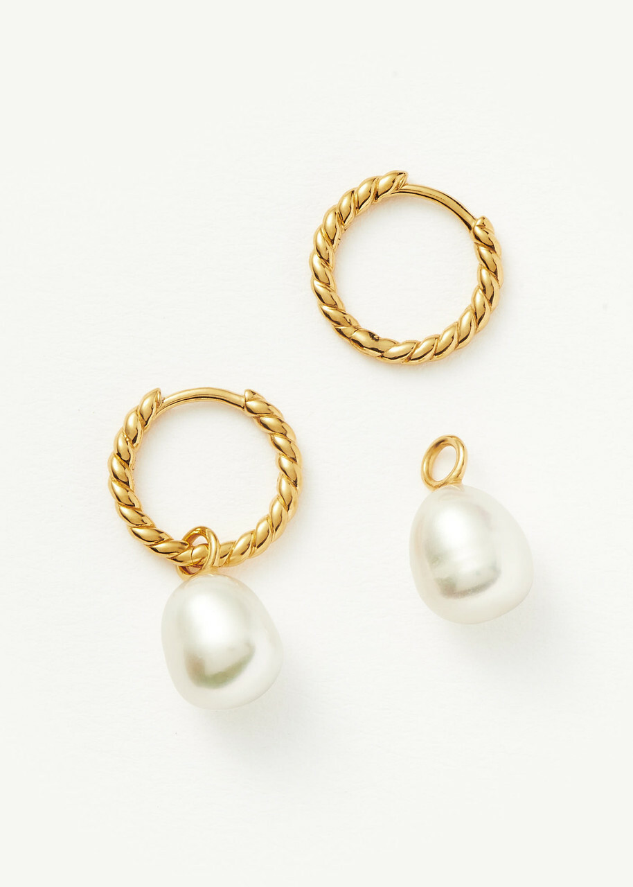 Missoma Pearl 18ct Gold Plated Vermeil Drop Earrings - One Size