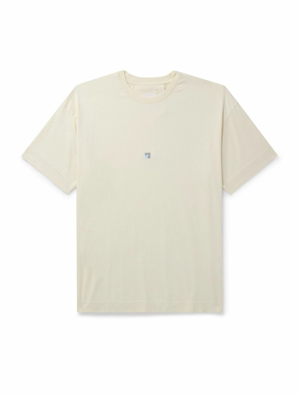 Photo: Givenchy - Logo-Embroidered Cotton-Jersey T-Shirt - Neutrals