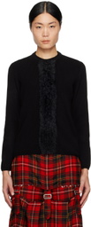 Black Comme des Garçons Black Faux-Fur Trim Sweater