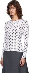 Marine Serre White Recycled Moon Jersey Second Skin Crewneck T-shirt