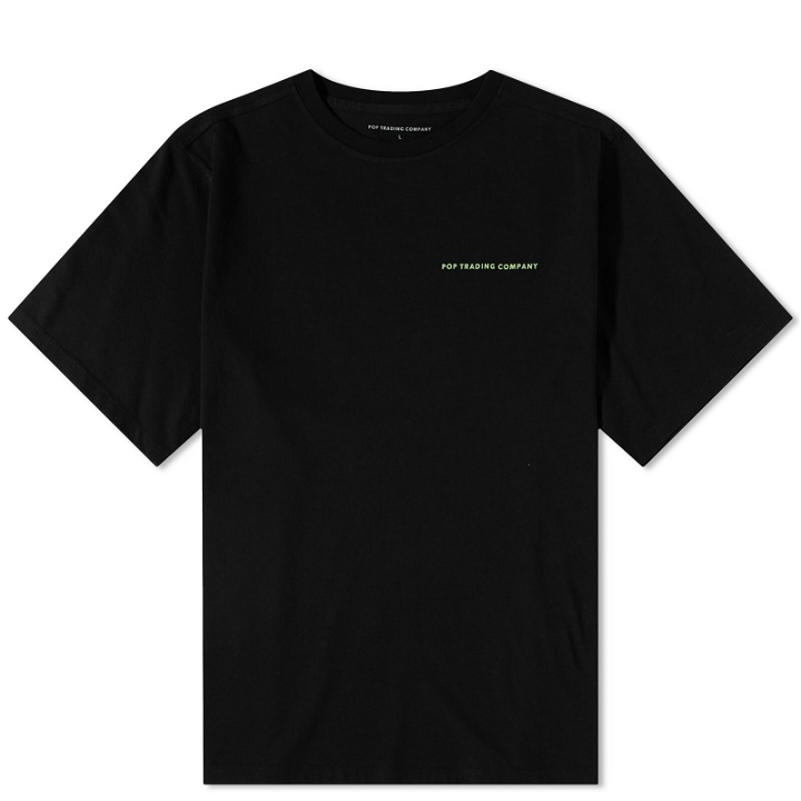 Photo: Pop Trading Company Men's Logo T-Shirt in Black/Jade Lime