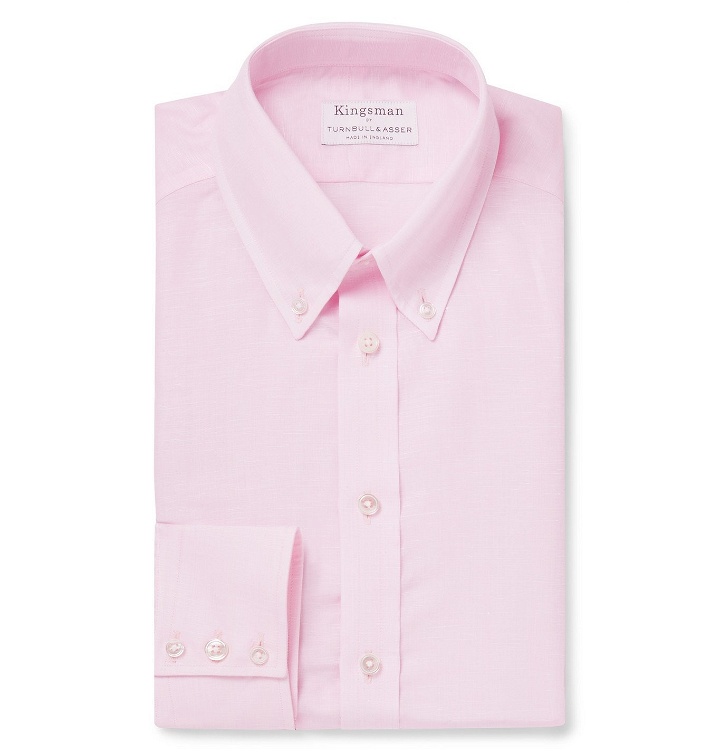 Photo: Kingsman - Turnbull & Asser Pink Slim-Fit Cotton and Linen-Blend Shirt - Pink