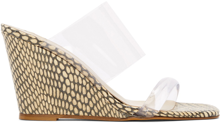 Photo: Maryam Nassir Zadeh Transparent & Brown Cobra Olympia Wedge Sandals