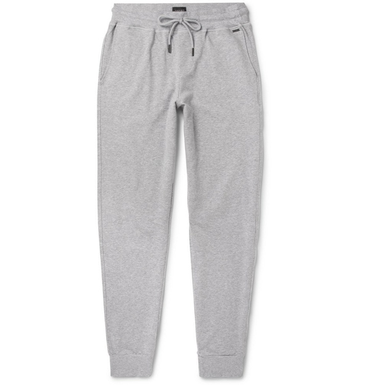 Photo: Hanro - Slim-Fit Tapered Mélange Stretch-Cotton Jersey Sweatpants - Men - Gray