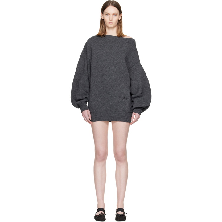 Photo: MM6 Maison Margiela Gray Off-shoulder Knit Minidress
