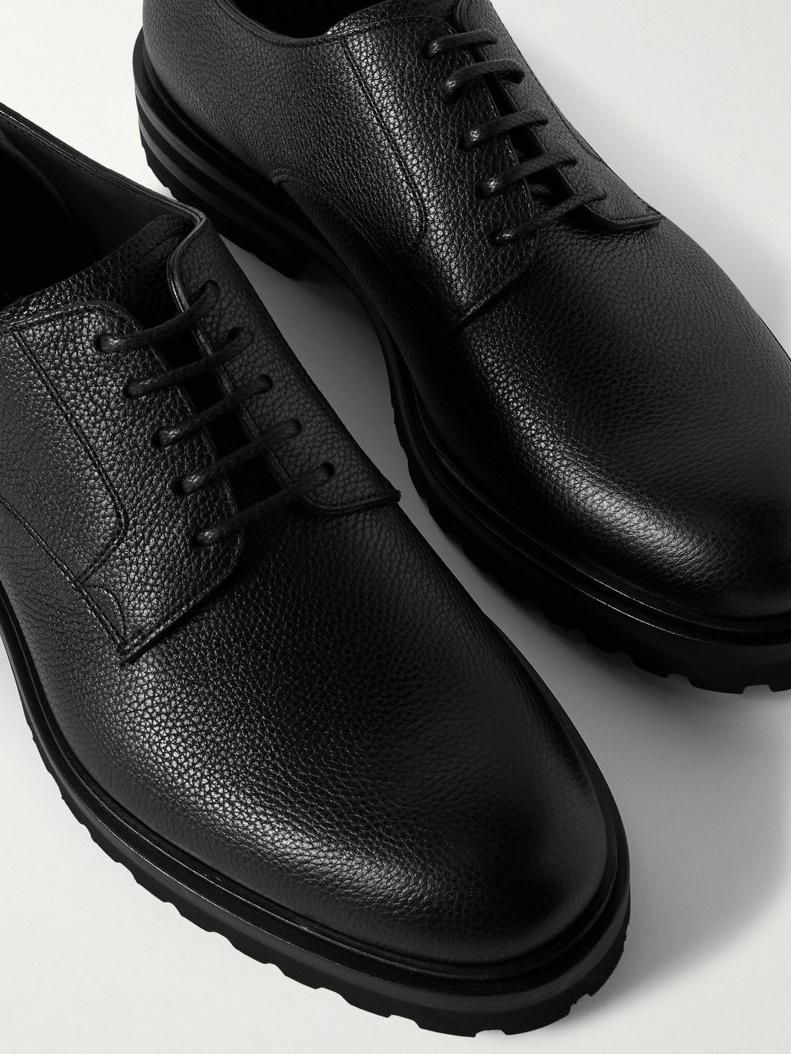 Dolce&Gabbana - Pebble-Grain Leather Derby Shoes - Black
