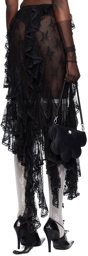 Yuhan Wang Black Lace Ruffled Midi Skirt