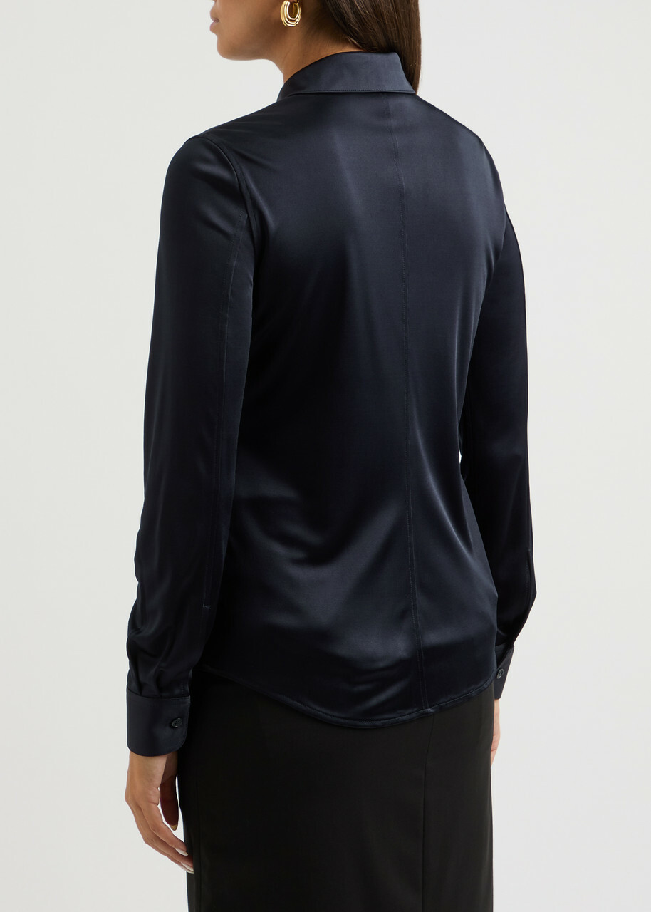 Helmut Lang Satin-jersey Shirt Navy