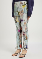 Julia Heuer Daliah Crushed Printed Pleated Trousers Blue