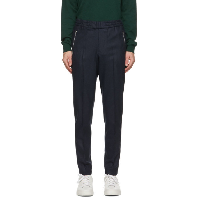 Photo: PS by Paul Smith Navy Wool Drawcord Trousers