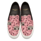 Saint Laurent Pink Radio-Print Venice Slip-On Sneakers