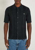 Fred Perry Logo-embroidered Fine-knit Cotton Shirt Navy