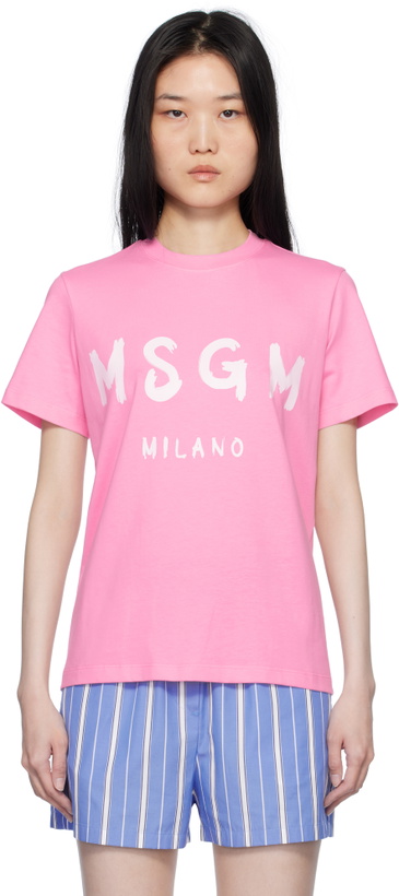 Photo: MSGM Pink Cotton Logo T-shirt