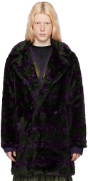 NEEDLES Green & Purple Argyle Faux-Fur Coat