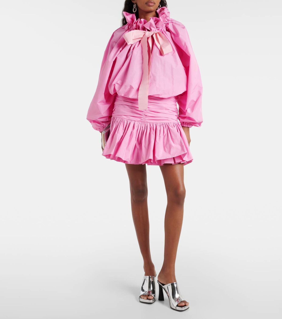 Patou Tie-neck oversized faille top