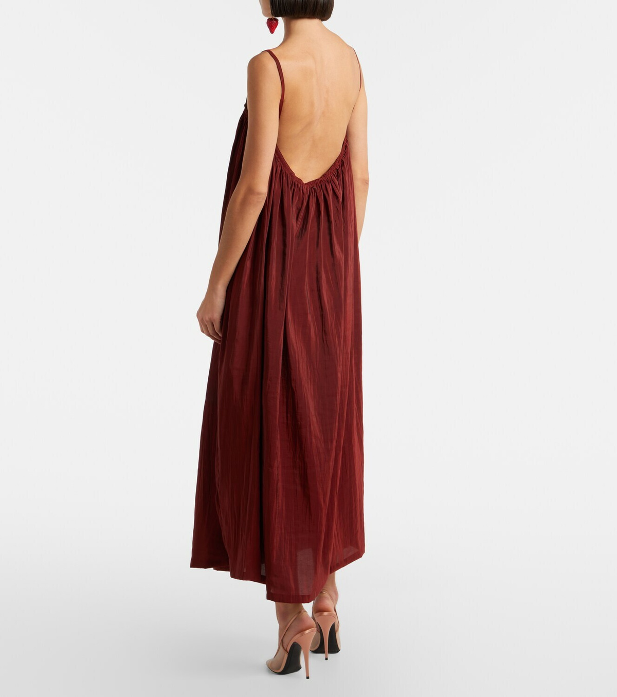 Saint Laurent Gathered taffeta midi dress