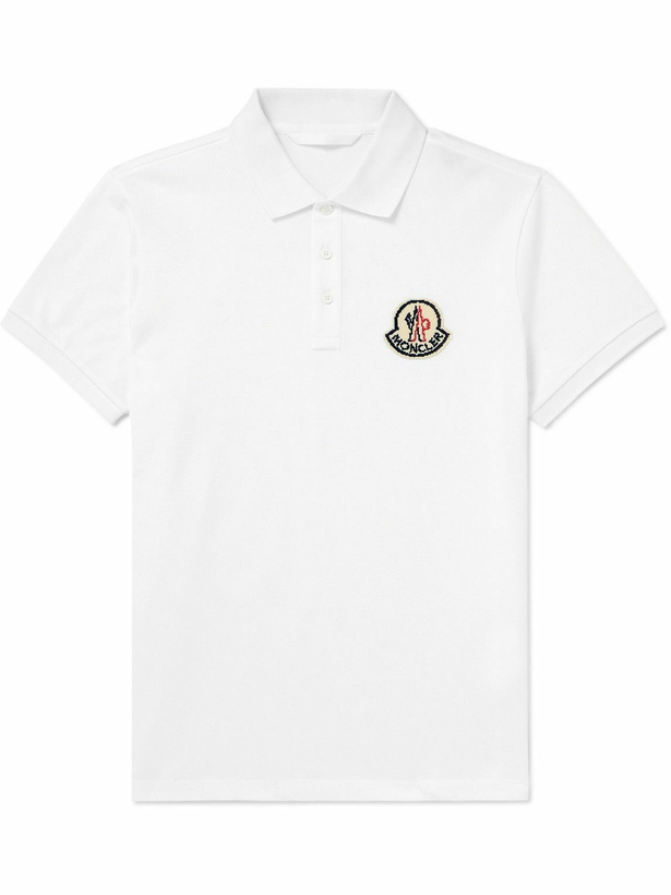 Photo: Moncler - Logo-Appliquéd Cotton-Piqué Polo Shirt - White