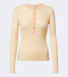 Chloé Ribbed-knit silk-trimmed wool Henley shirt