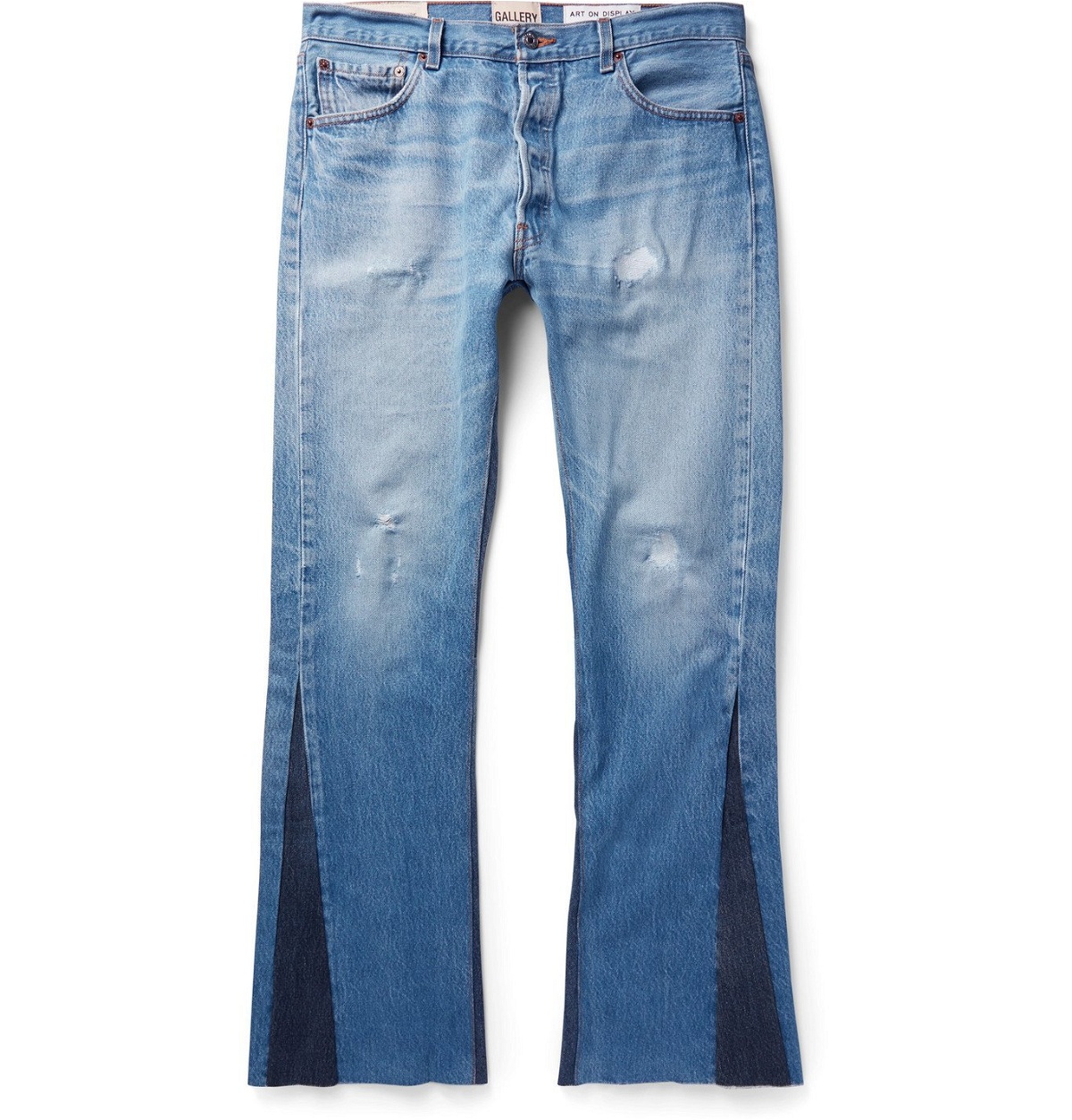 Gallery Dept. - Slim-Fit Two-Tone Distressed Denim Jeans - Blue 