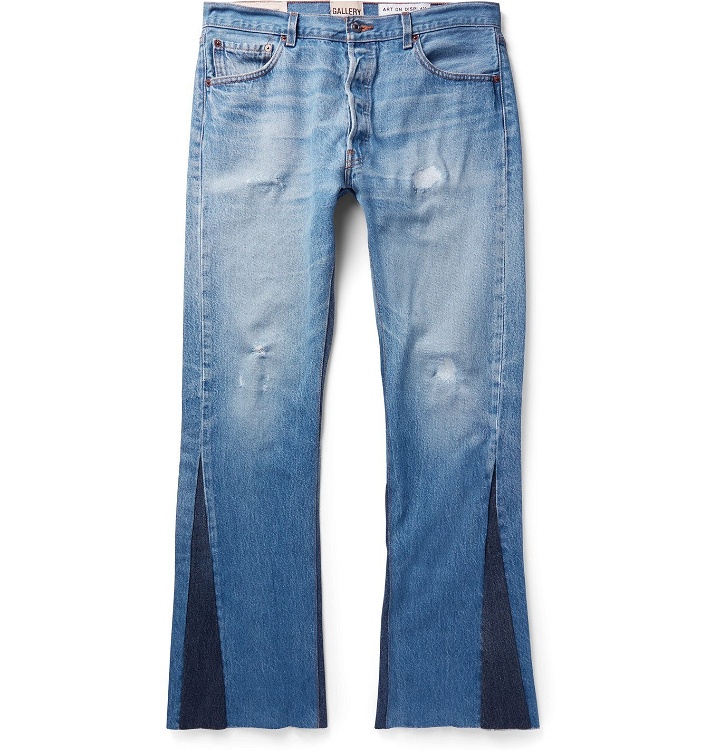 Photo: Gallery Dept. - Slim-Fit Two-Tone Distressed Denim Jeans - Blue