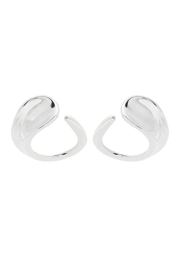Photo: Agmes Marta Sculpted Hoop Earrings - Silver - One Size