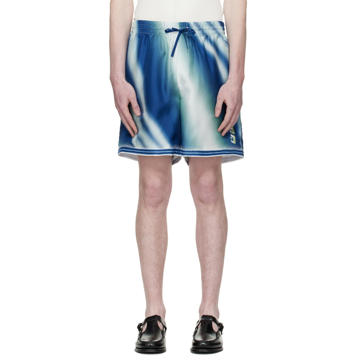 Casablanca Blue 'The Art Of The Serve' Silk Shorts