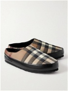 Burberry - Leather-Trimmed Quilted Checked Shell Backless Slip-On Sneakers - Brown