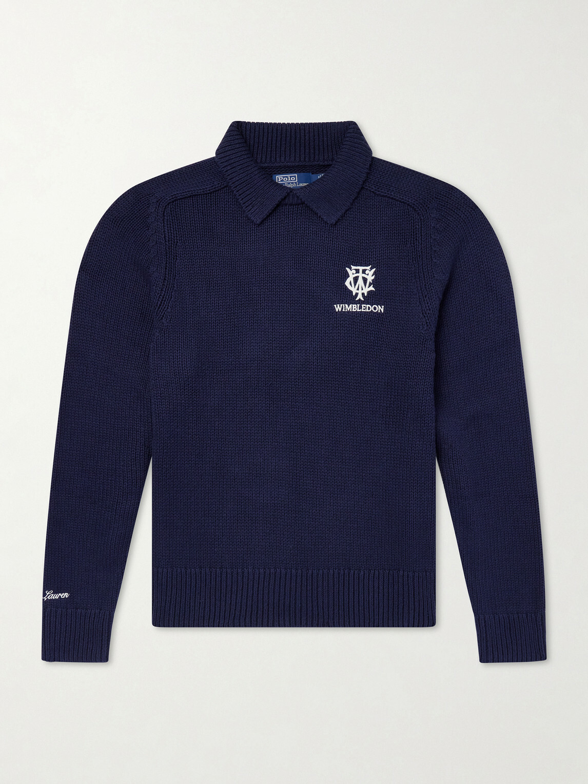 Polo Ralph Lauren - Wimbledon Logo-Appliquéd Cotton Sweater - Blue