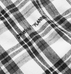 Off-White - Oversized Appliquéd Checked Cotton-Blend Flannel Hooded Shirt - White