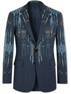 Etro - Printed Slim-Fit Wool-Blend Blazer - Blue