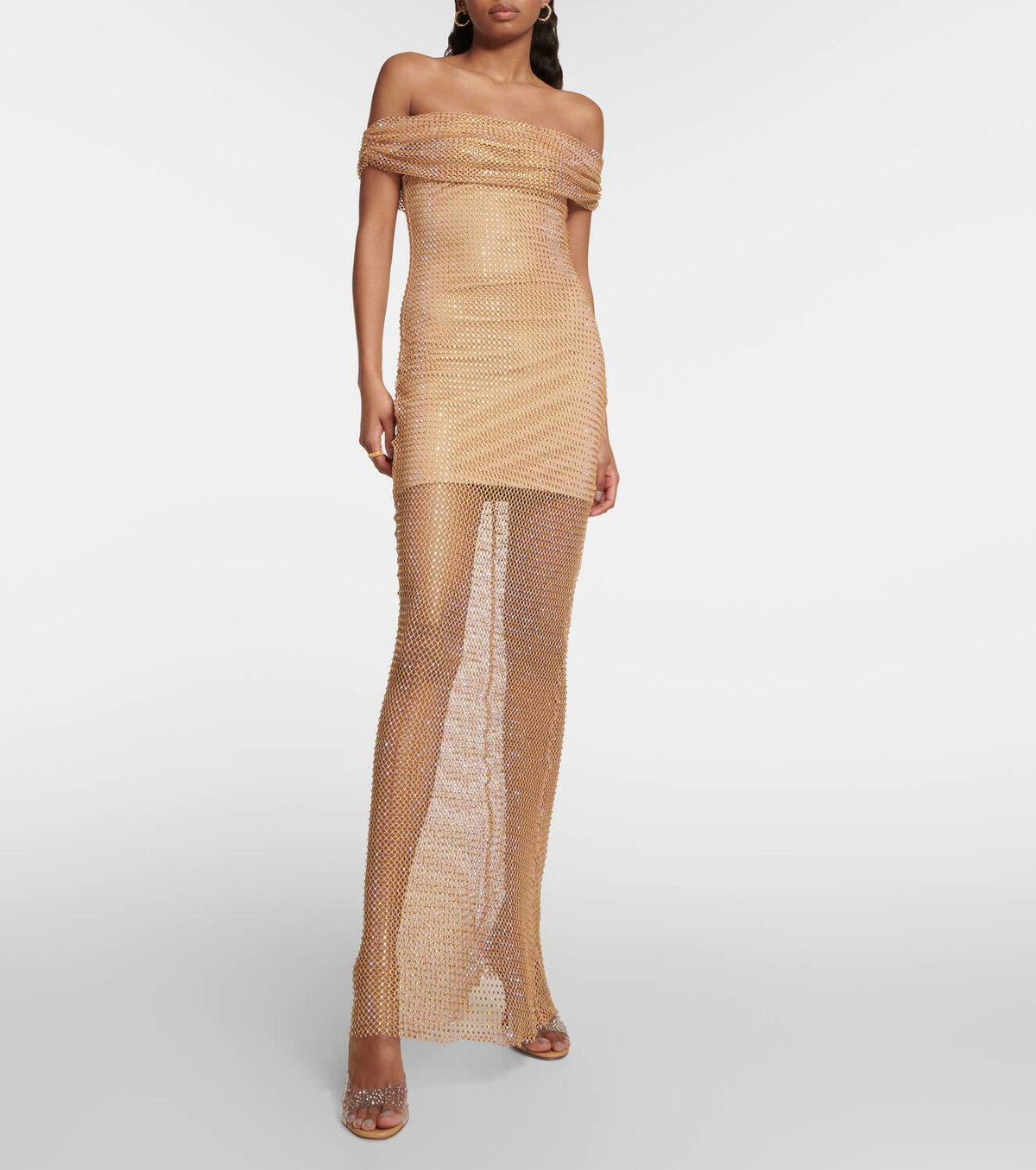 SELF-PORTRAIT ワンピース Embellished mesh maxi dress955678 Self-Portrait Crystal-embellished mesh maxi dress Self-Portrait
