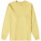 Nike Men's Long Sleeve Solo Swoosh T-Shirt in Saturn Gold/White