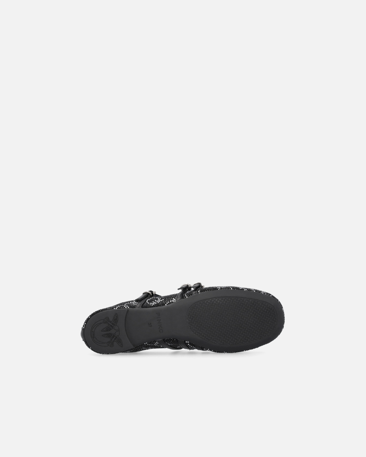 Pinko Monogram Ballet Flats With Rhinestones And Bow At The Toe Limo Black