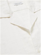 Odyssee - Camp Collar Striped Cotton and Linen-Blend Shirt - White
