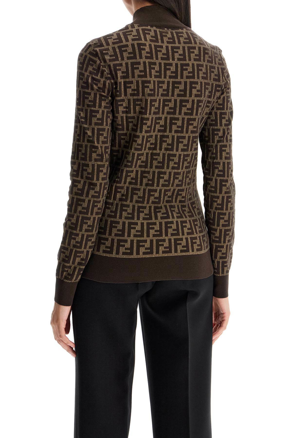【送料&関税込】Fendi High-neck Knitted Top FENDI 'long-sleeved knit top with Brown Fendi