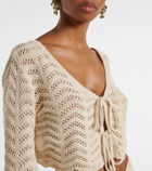 Bananhot Miana open-knit cotton-blend crop top