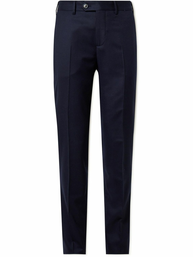 Photo: Brunello Cucinelli - Slim-Fit Tapered Virgin Wool Trousers - Blue
