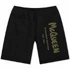 Alexander McQueen Men's Graffiti Logo Sweat Shorts in Black/Khaki