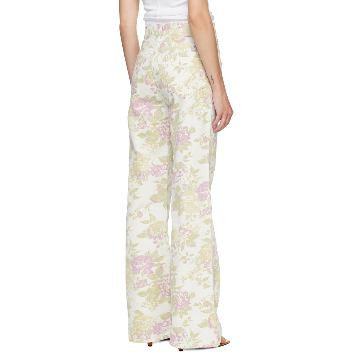 Citizens of Humanity Off-White & Pink Kimberly 70's Flare Jeans