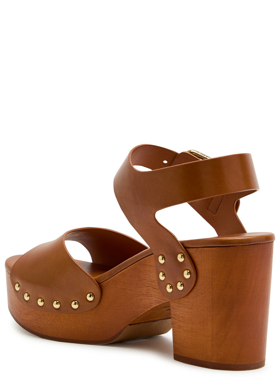 Chloe Jeannette Leather Platform Sandals Brown