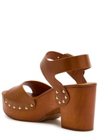 Chloe Jeannette Leather Platform Sandals Brown