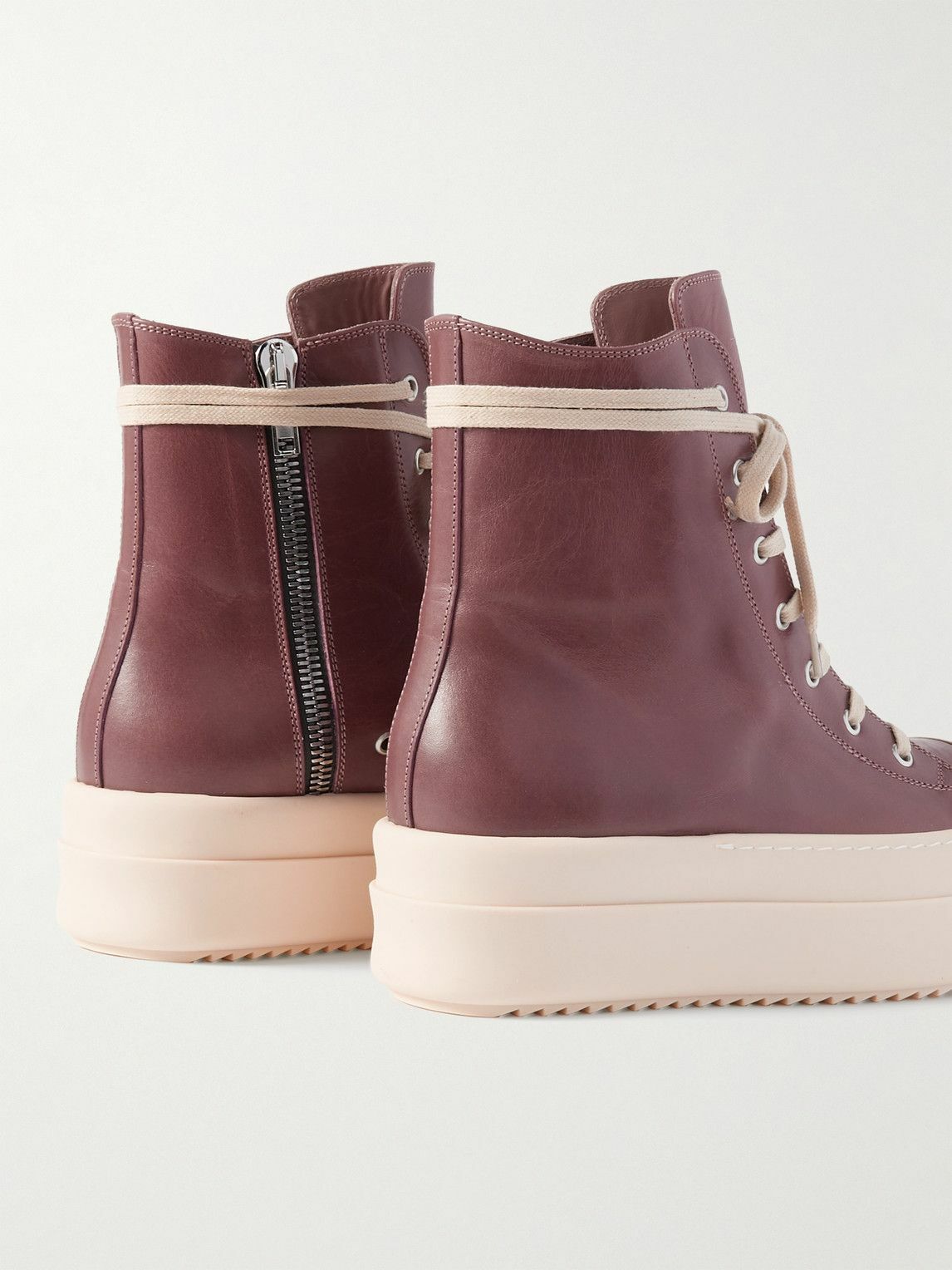 Rick Owens - Ramones Leather High-Top Sneakers - Red Rick Owens Rick Owens - Ramones Leather High-Top Sneakers - Red Rick Owens