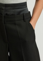 Erdem Double-waist Wide-leg Wool Trousers Black