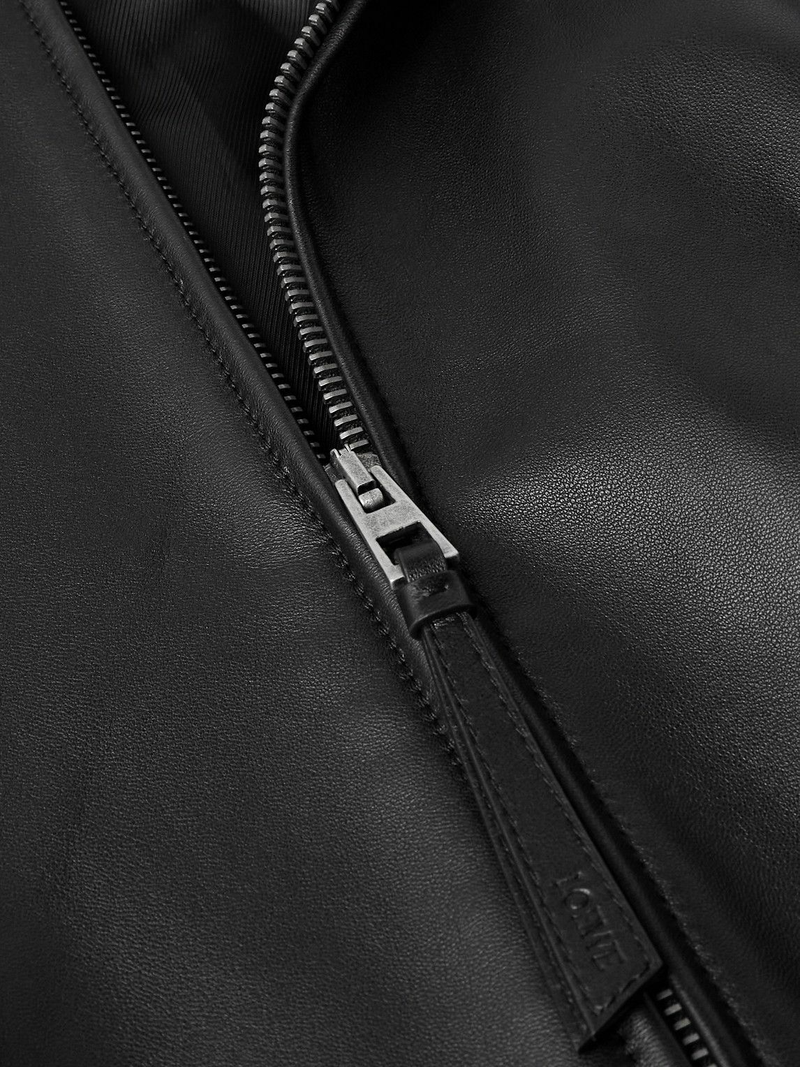 LOEWE - Leather Hooded Bomber Jacket - Black