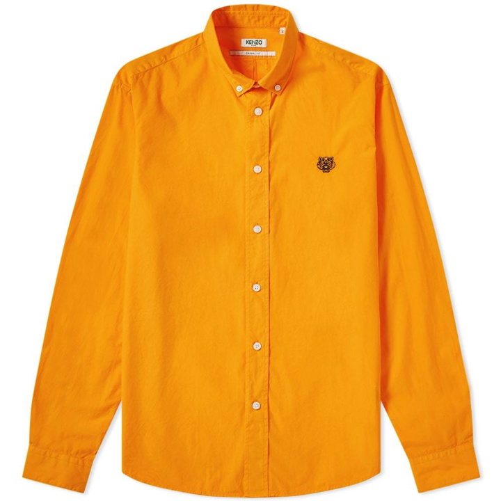 Photo: Kenzo Button Down Tiger Poplin Shirt Medium Orange